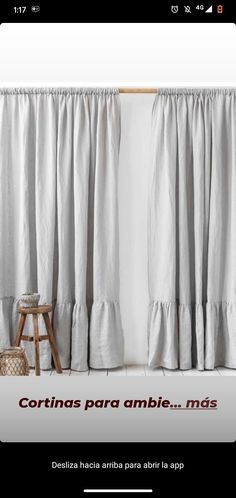 an image of curtains with the words cortinas para ambie mads on it