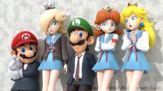 the nintendo characters are posed next to each other