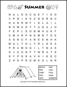 a printable summer word search for kids