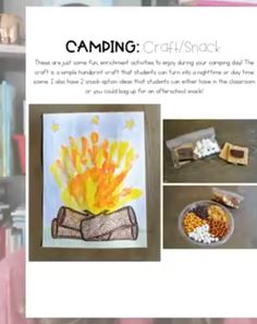 Camping craft Camping Craft, Enrichment Activities, Handprint Craft, Snack Options, After School Snacks, Camping Crafts, Day And Time, Some Fun, Camping