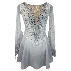 a white dress with silver sequins on it