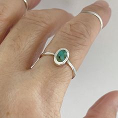 Sterling Silver Small Simple Oval Genuine Turquoise Ring, Silver Ring, Turquoise Stone Ring, Boho Ring Silver Gem Rings, Mission Dresses, Aesthetic Engagement Ring, Silver Ring With Stone, Aesthetic Engagement, Nontraditional Engagement Rings, Dope Jewelry Accessories, Silversmith Jewellery, Polymer Clay Flower Jewelry