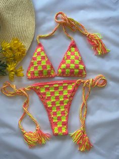 ''Two Pieces Crochet Brazilian Bikini Set'' 100% Cotton handmade crochet bikini set without lining . This handmade Crochet Brazilian Bikini set designed to give you Unique look. You can choose cup size and bottom size in variations. I crocheted this bikini set soft premium quality cotton. it's soft on the skin, and floats on your body like a soft cloud. This crochet bikini set is MADE TO ORDER please allow 3-5 days from order to dispatch. SİZE AND FİT If you are not sure which size to choose for Bullet Journal Halloween, Swimsuit Aesthetic, Handmade Bikinis, Bikinis Crochet, Crochet Beach Dress, Crochet Swimwear, Chest Piece, Festival Dress, Summer Cotton