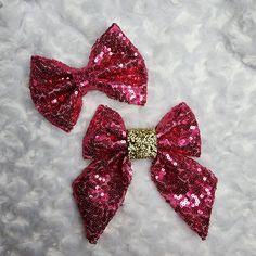 "Sequin bows that are beautifully handmade and is lined to give it shape.  Interested in Bow Bling?  Select \"ADD -  Comment Below\"  Then comment your color choice in the box below. Perfect for Coordinating with your favorite bandanna or to wear alone!! Choose from Sailor Bow, Bow Tie, or Hair Bow.  Bows are secured to your collar with sewn-on elastic.  Standard elastic opening is made to comfortably fit up to 3/4\" W collar.  If you require a larger size please note it in the personalization d Party Headband With Decorative Bow, Party Headband With Satin Bow, Decorative Bow Headband For Party, Adjustable Ribbon Bow For Party, Satin Bow Headband For Party, Pink Bow Tie Hair Accessories For Party, Party Headband With Bow Tie Detail, Party Headband With Bow Tie, Adjustable Ribbon Hair Accessories For Parties