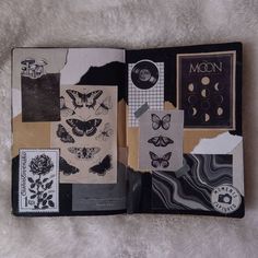 an open book with different designs on it