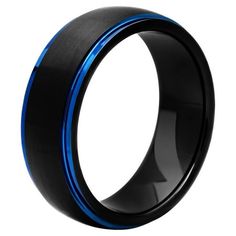 a black and blue ring with an inlay