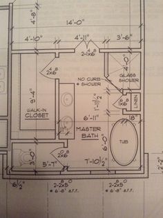 a blueprint shows the floor plan for a bathroom