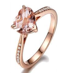 1.50 Carat Heart shape Morganite and Diamond in 10k Rose Gold showcases 1.25 carat heart shape morganite along with .25 carat diamond for total 1.50 carat weight. The diamonds are "I" Clarity and "I-J" color. Our gemstones are AA grade. The Diamond and Gemstone cut ranges from Round, Princess, Pear, Oval, Cushion.Most of our rings can be customized to your choice of metal like 10k Gold, 14k Gold or 18k Gold, and Gold color can further be customized to White Gold, Rose Gold or Yellow Gold. There Gold Promise Rings For Her, Morganite Jewelry, Gold Promise Rings, Promise Rings For Her, Morganite Ring, Buying Diamonds, Rings For Her, Gold Set, Womens Engagement Rings