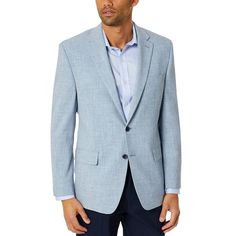 In A Simple, Classic Style And Fit, This Club Room Sport Coat Will Be The Most Versatile Piece In Your Closet. Pair It With A Wide Variety Of Print Dress Shirts And Ties. Classic Fit. Notched Lapel. Two-Button Closure; Four-Button Cuffs. Two Front Flap Pockets, Left Chest Welt Pocket. Center Vent; Fully Lined. Classic Fit Through The Shoulders, Chest And Waist With Standard Armholes And Sleeves. Condition: New With Tags Size: 38 Long Color: Light Blue Material Composition: 87% Polyester, 9% Rayo Formal Light Blue Blazer With Pockets, Light Blue Formal Blazer With Pockets, Light Blue Long Sleeve Business Blazer, Light Blue Long Sleeve Blazer For Formal Occasions, Formal Light Blue Long Sleeve Blazer, Fitted Blue Button-up Sport Coat, Blue Fitted Button-up Sport Coat, Tailored Light Blue Business Blazer, Blue Sport Coat With Single Button