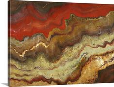 an abstract painting with gold, brown and red colors on it's surface canvas wall art print