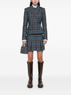 Find CLAUDIE PIERLOT Plaid-checked Mini Skirt on Editorialist. indigo blue/multicolour wool blend plaid check pattern fully pleated concealed side hook and zip fastening full lining flared hem Pleated Fitted Skirt Suit For Fall, Fitted Pleated Skirt Suit For Fall, Fall Fitted Pleated Skirt Suit, Fitted Plaid Skirt For Office, Blue Office Skirt For Fall, Blue Formal Skirt For Fall, Check Mini Skirt, Wool Skirt, Wool Skirts