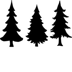 three trees are shown in black against a white background