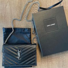 Brand New. Perfect For A Small Crossbody Bag If You’re Going To An Event And Just Need To Carry The Basics. Ysl Woc Black, Ysl Woc, Ysl Sunglasses, Saint Laurent Accessories, Vintage Ysl, Velvet Hat, Woven Handbags, Small Crossbody Bag, Small Crossbody