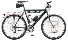 a green bicycle is shown against a white background