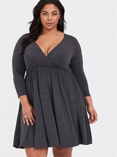 Grey Heather Jersey Skater Dress, GREY HEATHER White Skater Dress Plus Size, Long Sleeve Skater Dress Plus Size, Cheap Gray Knee-length Mini Dress, Casual Gray Knee-length Mini Dress, Plus Size Skater Dress, Torrid Fall Dresses 2022, Cable Knit Dress, Flowy Summer Dresses, Trendy Plus Size Fashion