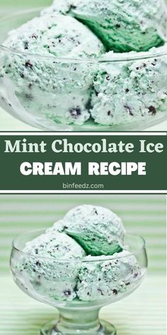 mint chocolate ice cream recipe in a glass bowl