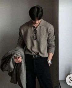 Polo Knit, Hoodie Cardigan, Korean Men