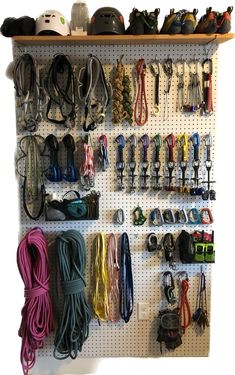 a peg board with many different items on it