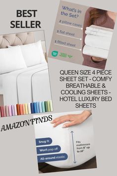 an advertisement for bed sheets and pillow cases