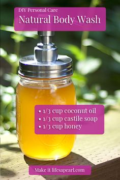 Olive Oil Body Wash, Diy Honey Body Wash, Diy Body Wash For Sensitive Skin, Diy Body Wash Bar, Diy Liquid Body Wash, Homemade Body Wash Recipe Natural, Castile Soap Body Wash Recipes, Diy Personal Care Products, Diy Natural Body Wash