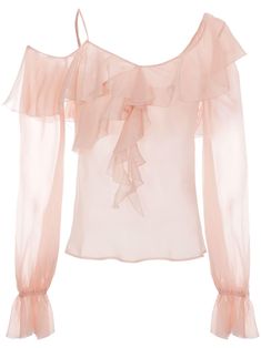 Find BLUMARINE Asymmetric-neck Silk Blouse on Editorialist. light pink silk georgette semi-sheer construction ruffled detailing asymmetric neck long puff sleeves elasticated cuffs straight hem 2024 Style, Georgette Blouse, City Dress, Long Puff Sleeves, Pink Blouse, Pink Silk, Summer 2024, Silk Blouse, Right Side