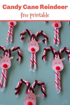 christmas candy cane reindeers are featured in this fun printable for kids to make