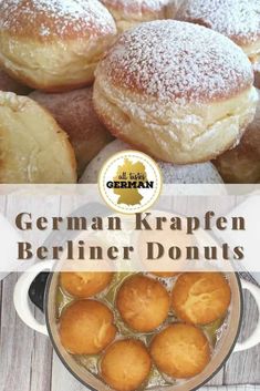 german krappen berliner donuts with powdered sugar in the middle