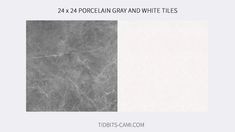 two white and gray marble tiles with the text 2x4 porcelain gray and white tiles