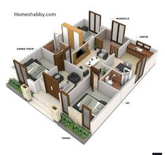 the floor plan of a house with all the furniture and accessories labeled in english or arabic