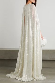 Kaftan Wedding, Elegant Cape, Sequin Cape, White Kaftan, Walk Down The Aisle, Long Gown Dress, Glitter Wedding, Sequin Gown, Luxury Bridal