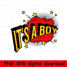 the it's a boy logo with stars