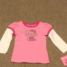 Hello Kitty Girls Shirt. Nwt Size 2t Vintage Hello Kitty, Fitted Hello Kitty Print Cute T-shirt, Y2k Hello Kitty Cotton T-shirt, Cute Hello Kitty Cotton T-shirt, Casual Pink Hello Kitty T-shirt, Kawaii Hello Kitty Cotton T-shirt, Girly Christmas Gifts, 2000s Japanese Fashion, Tennis Shirts