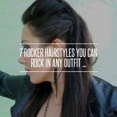 Rock N Roll Hair And Makeup, Rocker Ponytail Hairstyles, Punk Rocker Hair, Rock Updo Hairstyles, Rocker Chic Hair Long, Easy Rock Hairstyles For Long Hair, Concert Hairstyles For Older Women, Rock Style Hair Women, Heavy Metal Hairstyles Woman