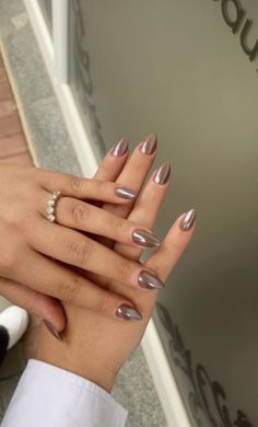 Shop our Influencers' top picks on Amazon Chrome Nail Colors, Prettiest Celebrities, Nagellack Trends, Coastal Vibes, Nails Blue, Almond Acrylic Nails, Neutral Nails, Brown Nails, Pretty Acrylic Nails