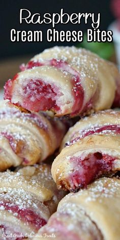 raspberry cream cheese bites on a white plate