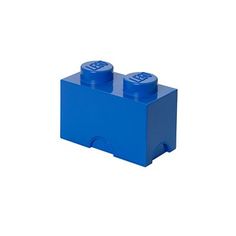 a blue lego brick with two small bricks on it's top and one is facing the same direction