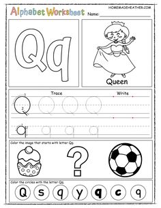 the alphabet worksheet for children to practice their handwriting and writing skills, including letter q