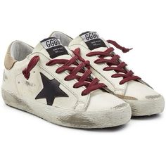 Shoes Sneakers White, Golden Goose Superstar, Pretty Shoes Sneakers, White Leather Sneakers, Lace Up Sneakers, Swag Shoes