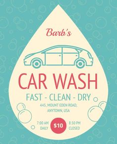 Retro Theme Car Wash Poster Fast Cleaning