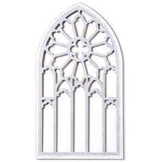 a white window with an intricate design on the front and back side, against a white background