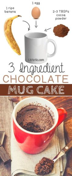 chocolate mug cake recipe with ingredients to make it