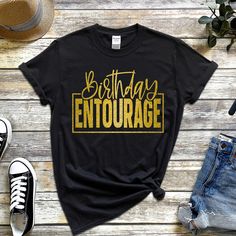 Birthday Entourage Shirt/  Women's Birthday Shirt / Glitter Birthday Shirt / Glitter Birthday Shirt Processing time is currently 2-3 days from date of purchase. Processing time does not include shipping which is an additional 3-5 business days. If needed sooner a rush upgrade can be chosen during checkout for an additional cost.  This shirt is a boutique quality t-shirt, they are thick and soft. The shirts run true to size. If you need a size not listed, message me and I will see if I have it in stock.  This item was created in a smoke free and pet free environment. Womens Birthday Shirt, Glitter Birthday, Birthday Woman, Birthday Shirt, Girls Sweaters, Quality T Shirts, Graphic Tees Women, Birthday Shirts, Shirts For Girls