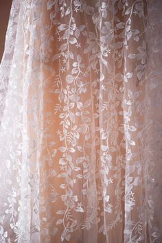 Shimmery Sequined Flower Leaf Lace Fabric for Romantic Dresses Luxury Cream Tulle Fabric With Delicate Lace, Korean Lace Fabric, Romantic Dresses, Special Occasion Gowns, Bridal Lace Fabric, Light Ivory, Flower Leaf, Needle Lace, Romantic Dress