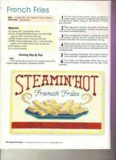 a cross stitch pattern for steam hot french fries