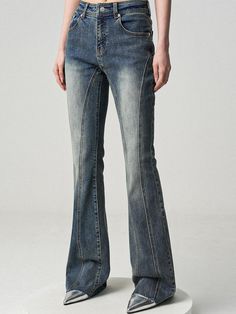 This product offers a sleek reinterpretation of the classic bootcut jeans with a contemporary edge. The design showcases a flattering slim fit through the hips and thighs that expands into a subtle bootcut shape, perfect for pairing with various footwear options. Crafted for style and comfort, these jeans provide a versatile base for any modern wardrobe. - Tailored with a contoured waistband to sit comfortably and prevent gapping.- Engineered with a premium denim blend that allows for a gentle stretch and excellent recovery.- Features meticulous contrast stitching that enhances the jeans' structure and style.- The timeless five-pocket design is both functional and a nod to classic denim aesthetics. Vanilla Skin, Fairy Bride, Bootcut Jeans Women, Inverted Triangle, Patterned Jeans, Modern Wardrobe, Premium Denim, Dream Clothes, Contrast Stitch