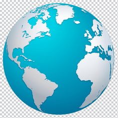 a blue and white globe on a transparent background, with the earth in the center