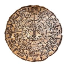 the tree of life is carved into a wooden plaque with words written in different languages