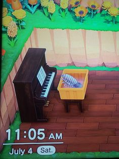 a painting of a piano sitting on top of a wooden floor