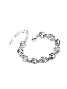 Silver Crystal Circle Bracelet Elegant Metal Crystal Bracelet With Lobster Clasp, Elegant Adjustable Crystal Bracelet, Nickel-free, Elegant Adjustable Nickel-free Crystal Bracelet, Elegant Crystal Bracelet With Lobster Clasp For Party, Elegant Adjustable Crystal Bracelet, Nickel Free, Elegant Nickel-free Crystal Bracelet, Elegant Nickel Free Crystal Bracelet For Party, Elegant Nickel-free Crystal Bracelet For Party, Adjustable Nickel-free Crystal Bracelets