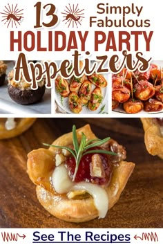 holiday party appetizers with text overlay